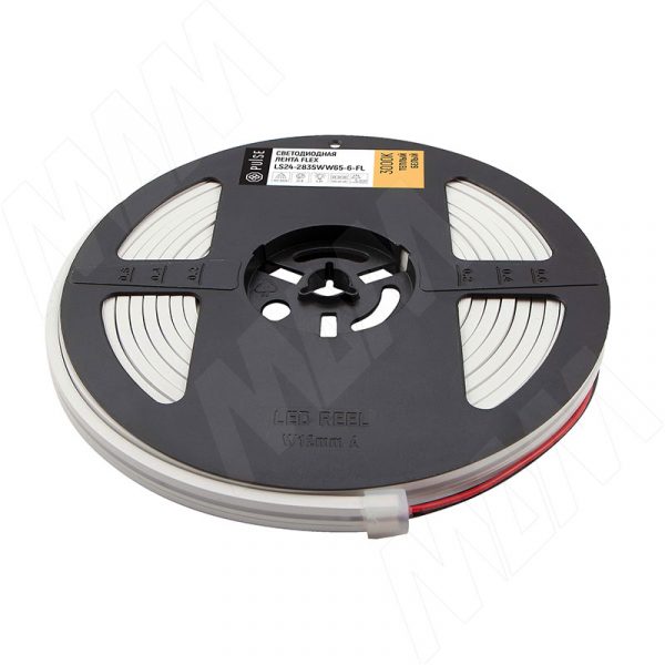 LUX, FLEX лента светодиодная 2835/120, 24V, 5 м, гибкая, основание 4 мм, CRI 90, теплый белый 3000К, IP65, 6W/1м