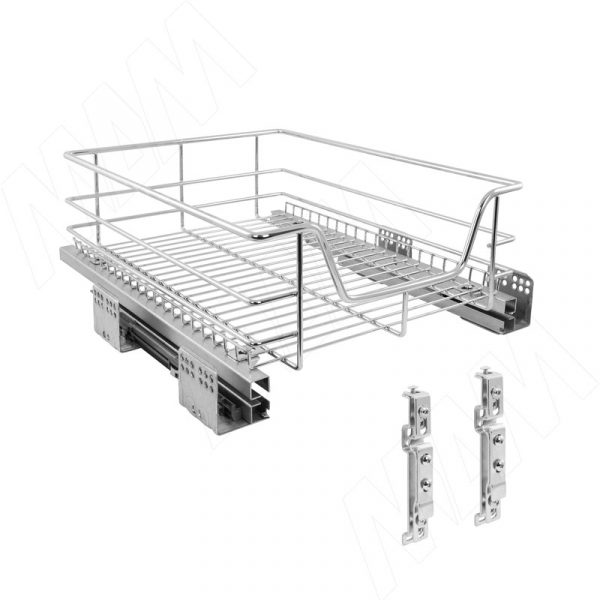 BARRA Корзина одноуровневая 450мм с креп.к фасаду, направляющие полн. выдвижения, плав. закрывания, хром