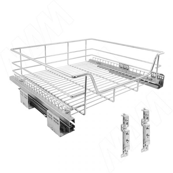 BARRA Корзина одноуровневая 600мм с креп.к фасаду, направляющие полн. выдвижения, плав. закрывания, хром