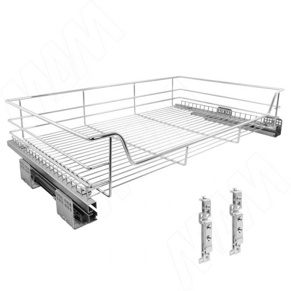 BARRA Корзина одноуровневая 900мм с креп.к фасаду, направляющие полн. выдвижения, плав. закрывания, хром